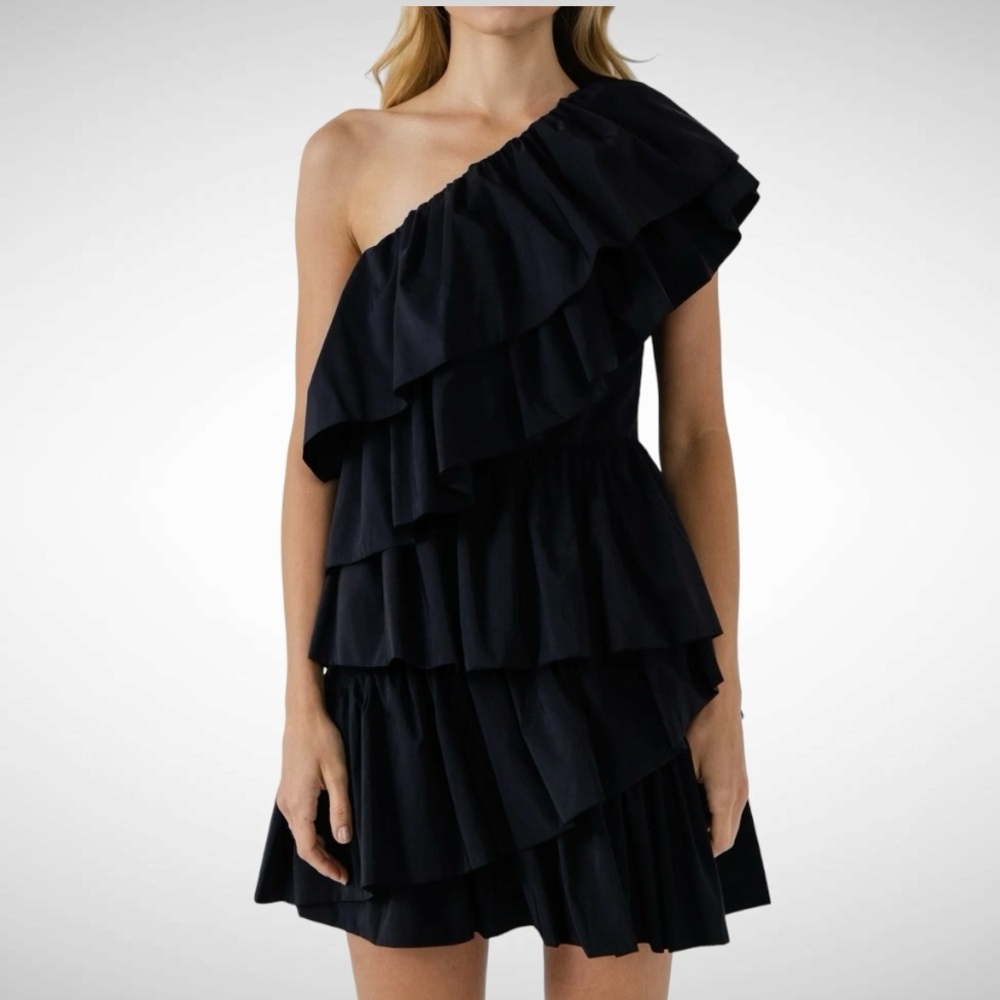 ENDLESS ROSE ONE-SHOULDER RUFFLED MINI DRESS SIZE XS - Picture 5 of 14